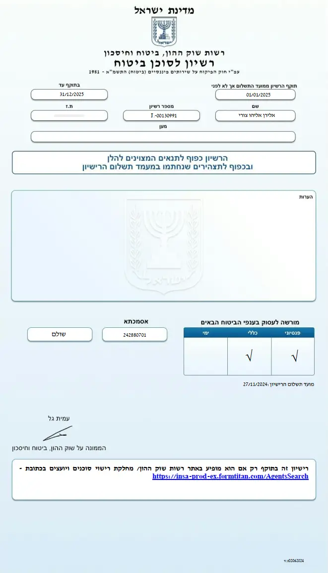 רישיון סוכן תמונה